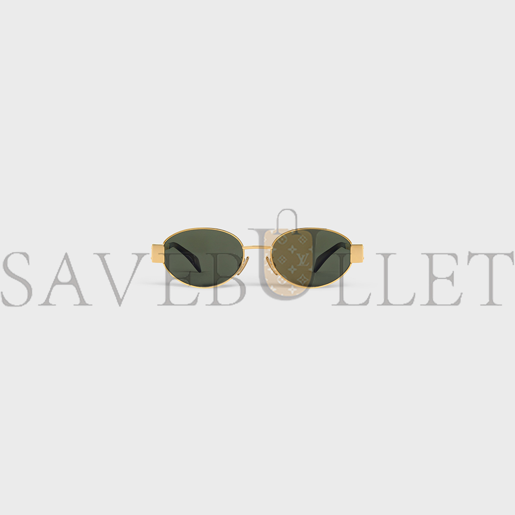 CELINE TRIOMPHE METAL 01 SUNGLASSES IN METAL GOLD GREEN  4S235